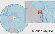 Gray Location Map of Hervey Bay, hill shading