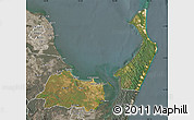 Satellite Map of Hervey Bay, semi-desaturated