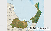 Satellite Map of Hervey Bay, shaded relief outside