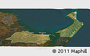 Satellite Panoramic Map of Hervey Bay, darken