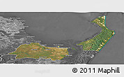 Satellite Panoramic Map of Hervey Bay, desaturated