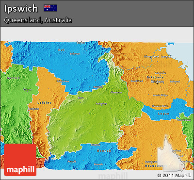 Physical 3D Map of Ipswich, political outside