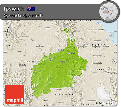 Physical Map of Ipswich, shaded relief outside