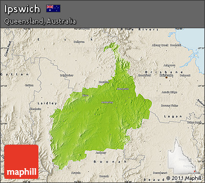 Physical Map of Ipswich, shaded relief outside