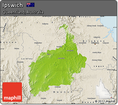 Physical Map of Ipswich, shaded relief outside
