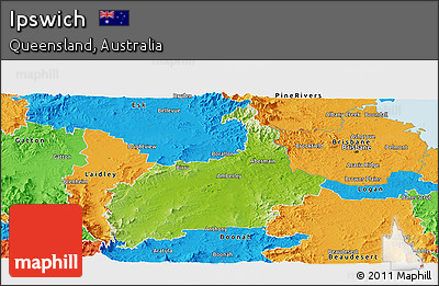 Physical Panoramic Map of Ipswich, political outside