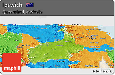 Physical Panoramic Map of Ipswich, political outside