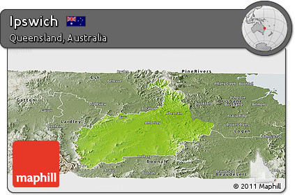 Physical Panoramic Map of Ipswich, semi-desaturated