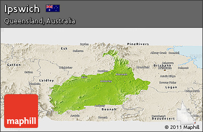 Physical Panoramic Map of Ipswich, shaded relief outside