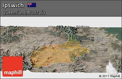 Satellite Panoramic Map of Ipswich, semi-desaturated