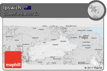 Silver Style Panoramic Map of Ipswich