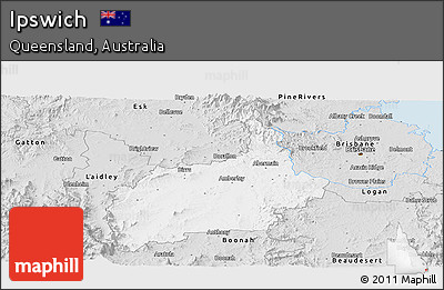 Silver Style Panoramic Map of Ipswich