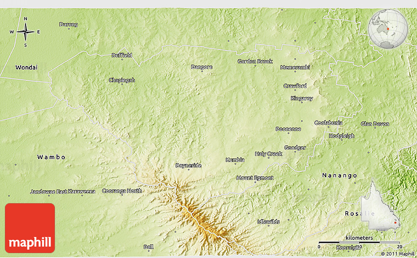 Map Of Kingaroy Qld Physical 3D Map Of Kingaroy