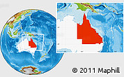 Physical Location Map of Queensland, highlighted country