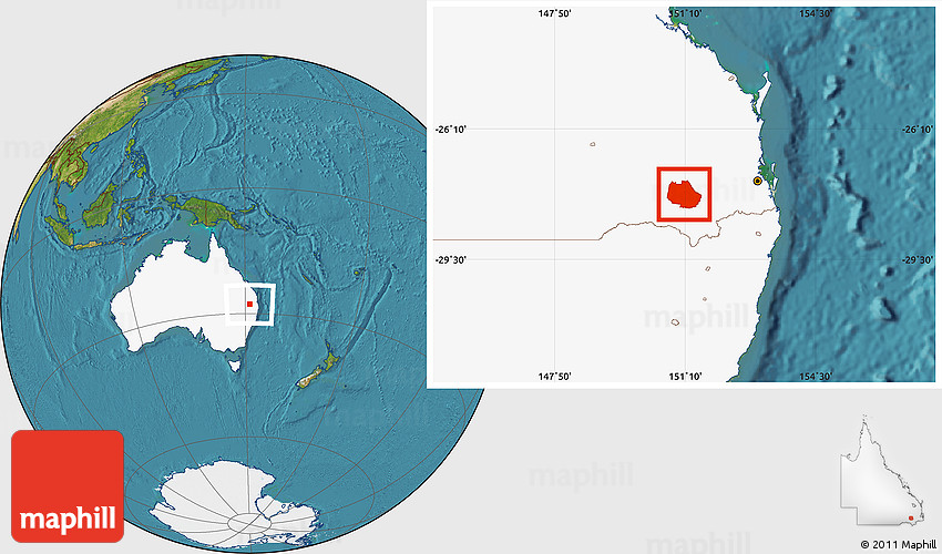 Satellite Location Map of Millmerran, highlighted country