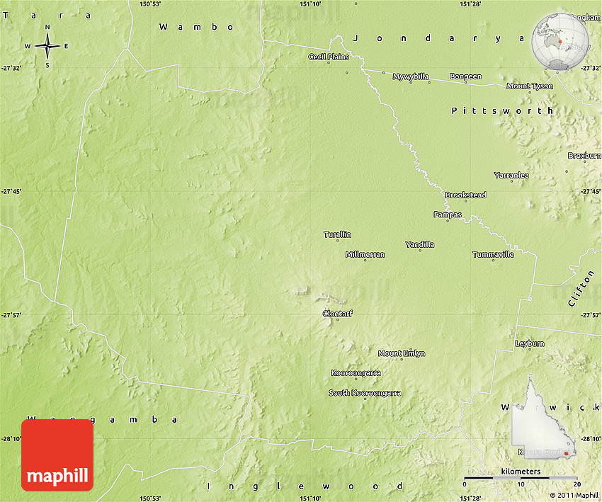 Physical Map of Millmerran
