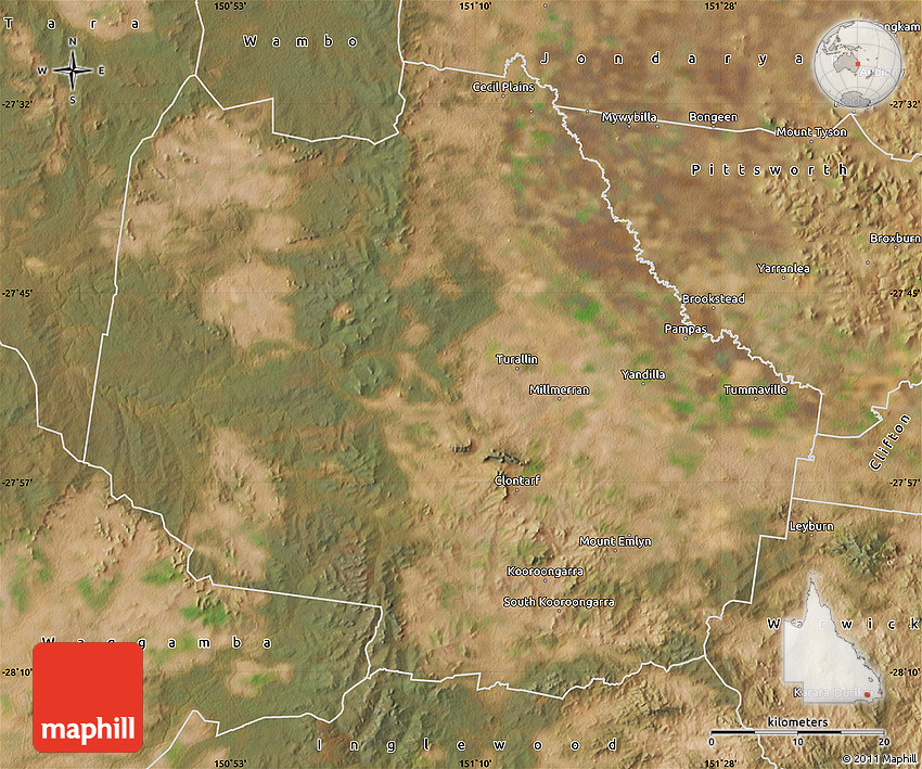 Satellite Map of Millmerran