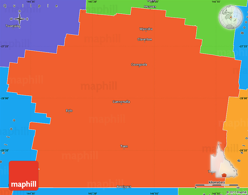Political Simple Map of Paroo