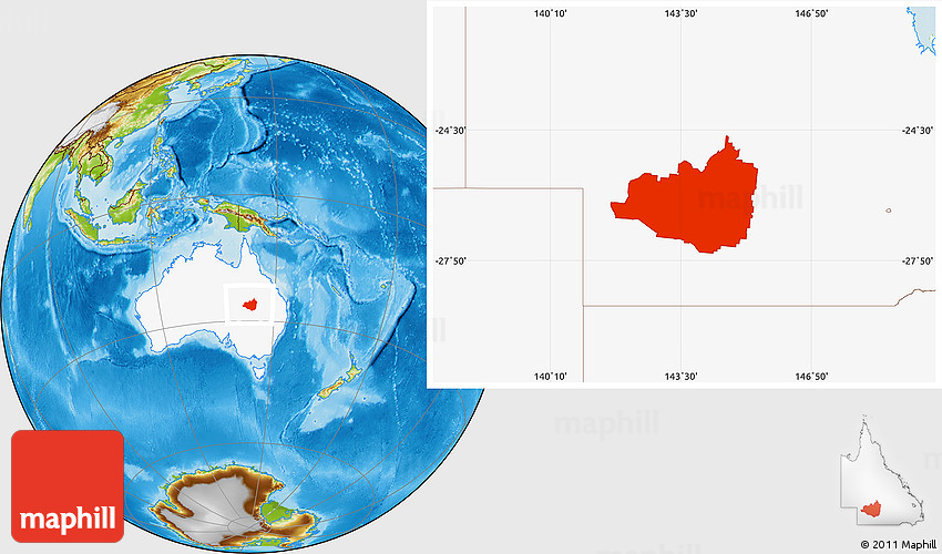 Physical Location Map of Quilpie, highlighted country