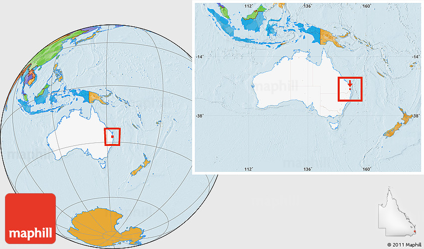 Political Location Map of Redcliffe, highlighted country, within the