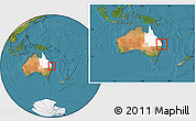 Satellite Location Map of Redcliffe, highlighted parent region, within the entire country