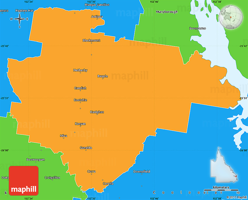 Political Simple Map of Tiaro