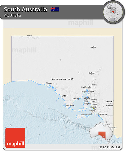 Classic Style 3D Map of South Australia, single color outside