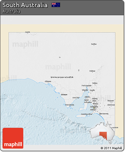 Classic Style 3D Map of South Australia, single color outside