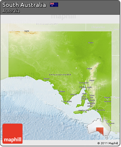 Physical 3D Map of South Australia, lighten