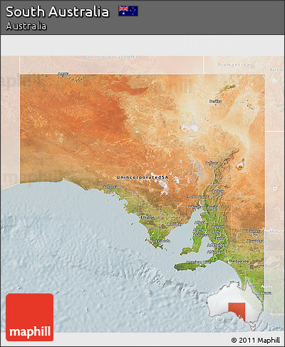 Satellite 3D Map of South Australia, lighten
