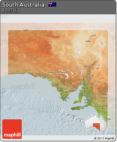 Satellite 3D Map of South Australia, lighten