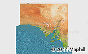 Satellite 3D Map of South Australia, single color outside