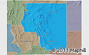 Political Panoramic Map of Goyder, semi-desaturated