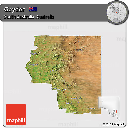 Satellite Panoramic Map of Goyder, cropped outside