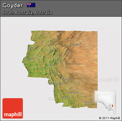 Satellite Panoramic Map of Goyder, cropped outside