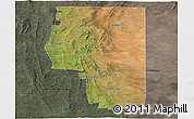 Satellite Panoramic Map of Goyder, darken, semi-desaturated