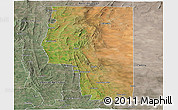 Satellite Panoramic Map of Goyder, semi-desaturated
