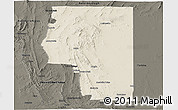 Shaded Relief Panoramic Map of Goyder, darken