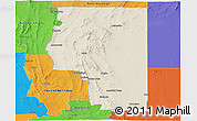 Shaded Relief Panoramic Map of Goyder, political outside