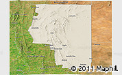 Shaded Relief Panoramic Map of Goyder, satellite outside
