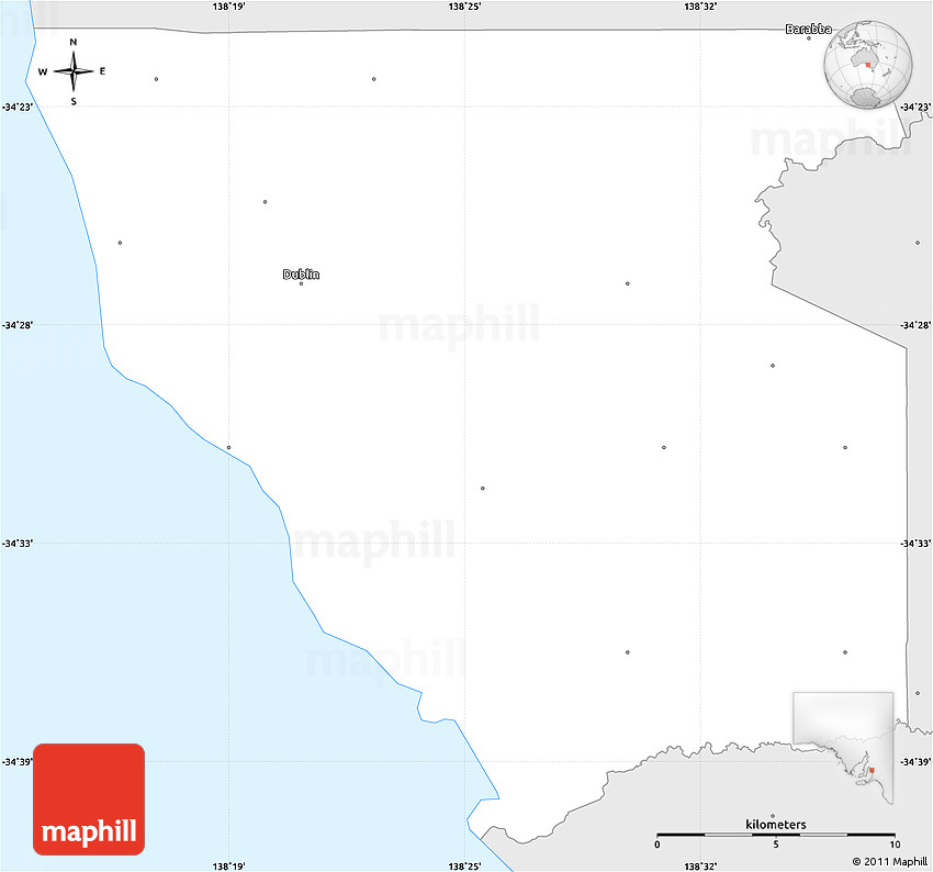 Silver Style Simple Map of Mallala