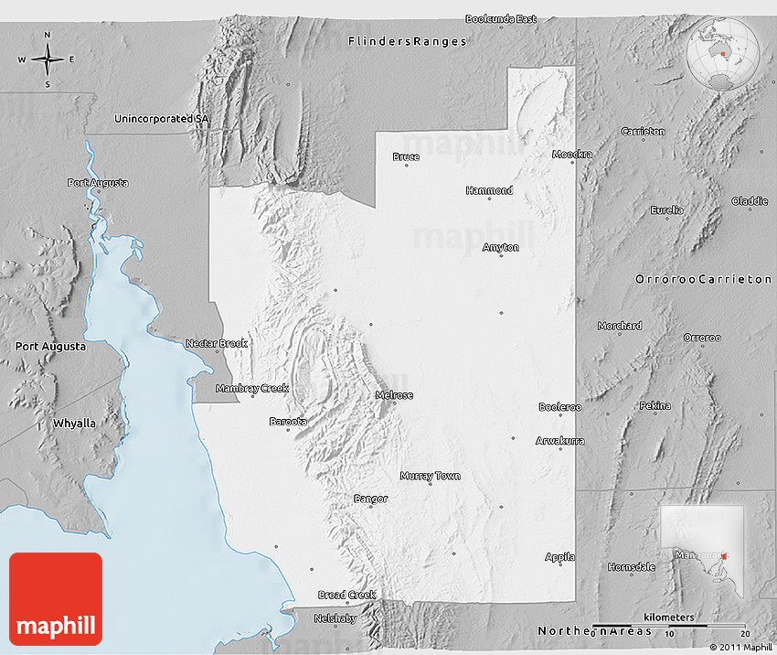 Gray 3D Map of Mount Remarkable