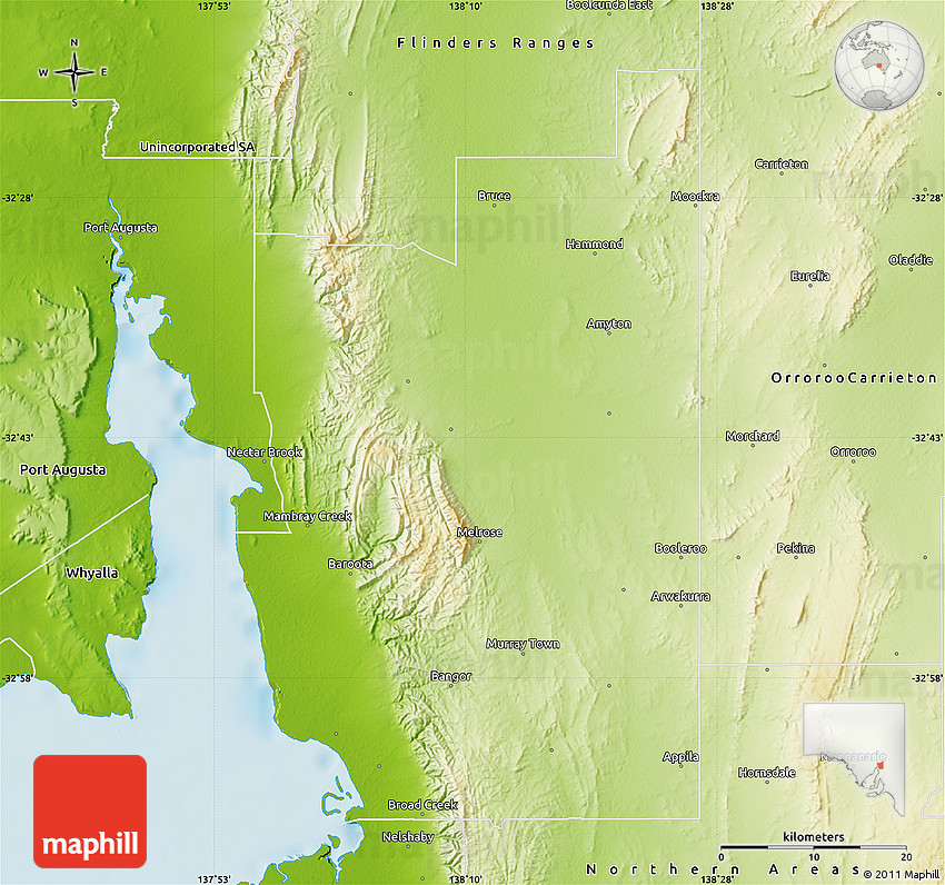 Physical Map of Mount Remarkable
