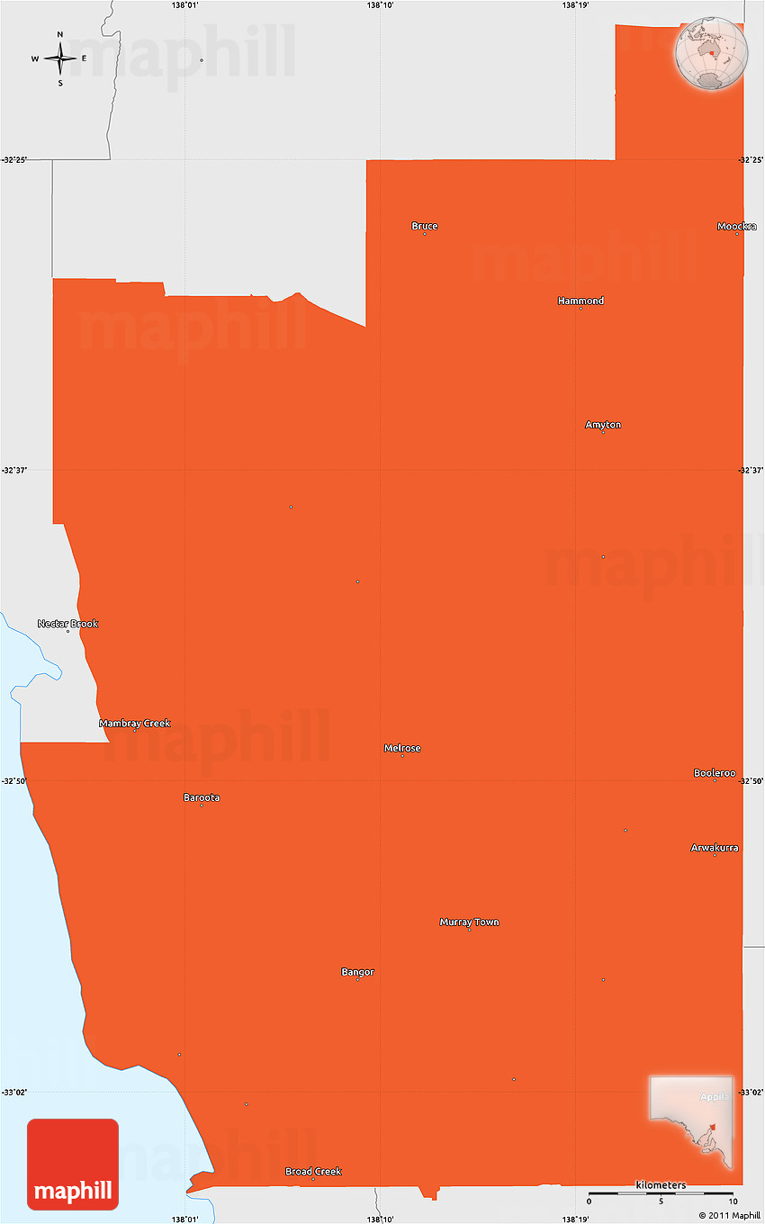 Political Simple Map of Mount Remarkable, single color outside, borders