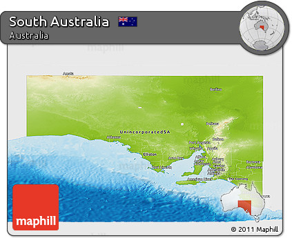 Physical Panoramic Map of South Australia, single color outside