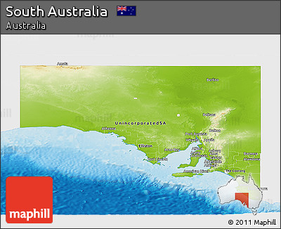 Physical Panoramic Map of South Australia, single color outside