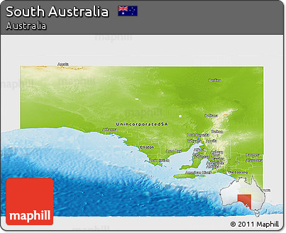Physical Panoramic Map of South Australia, single color outside