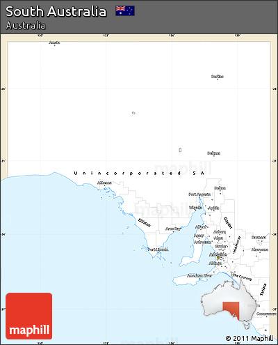 Classic Style Simple Map of South Australia, single color outside