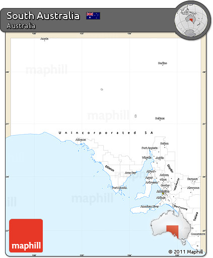 Classic Style Simple Map of South Australia, single color outside