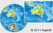 Physical Location Map of Central Highlands, within the entire country
